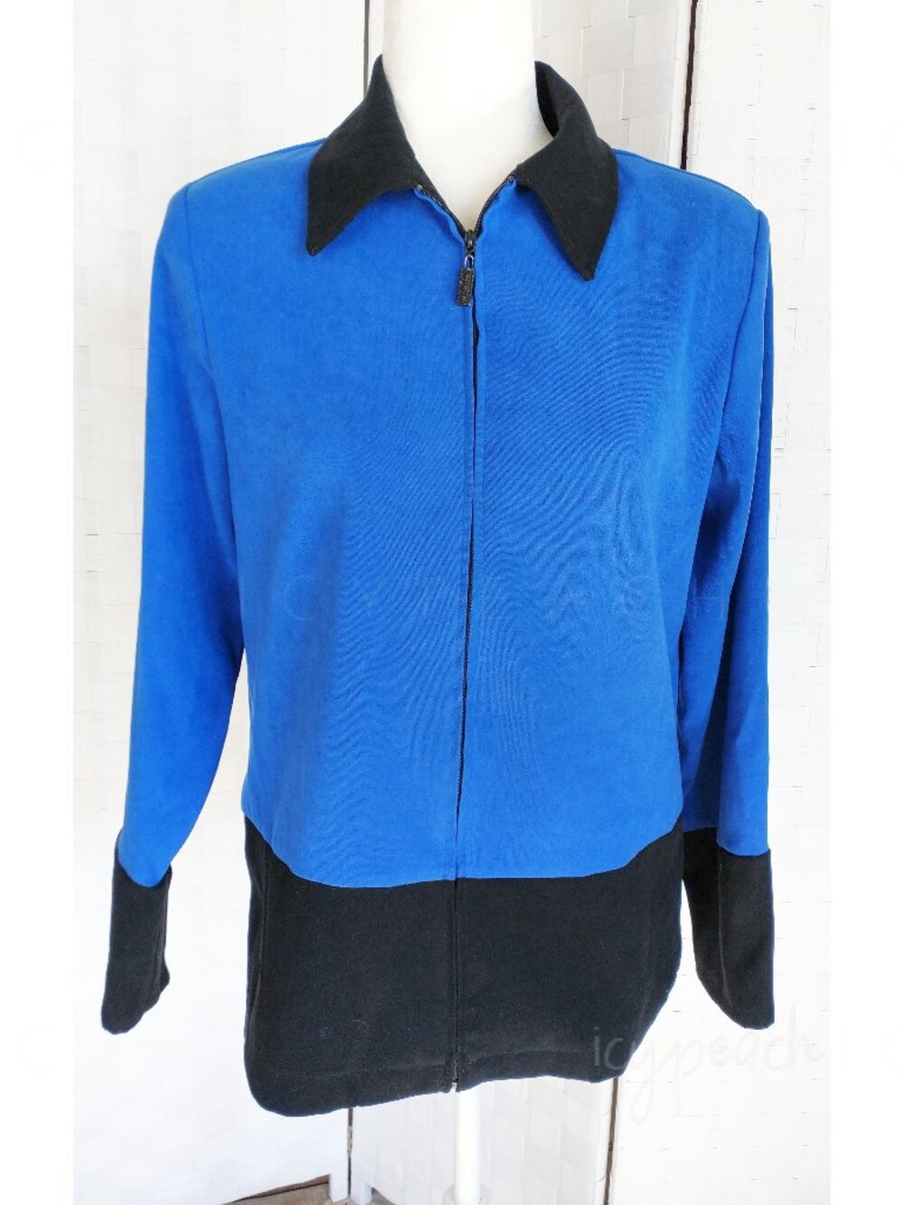 Notations Jacket Small Blue Black Color-block Blazer Lagenlook Coastal Grandma
